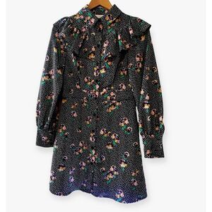 Topshop Floral Polka Dot Ruffled‎ Dress